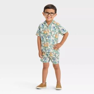 Bluey Toddler Boys Tropical Printed Top & Shorts Cotton Gauze Set 18 MO